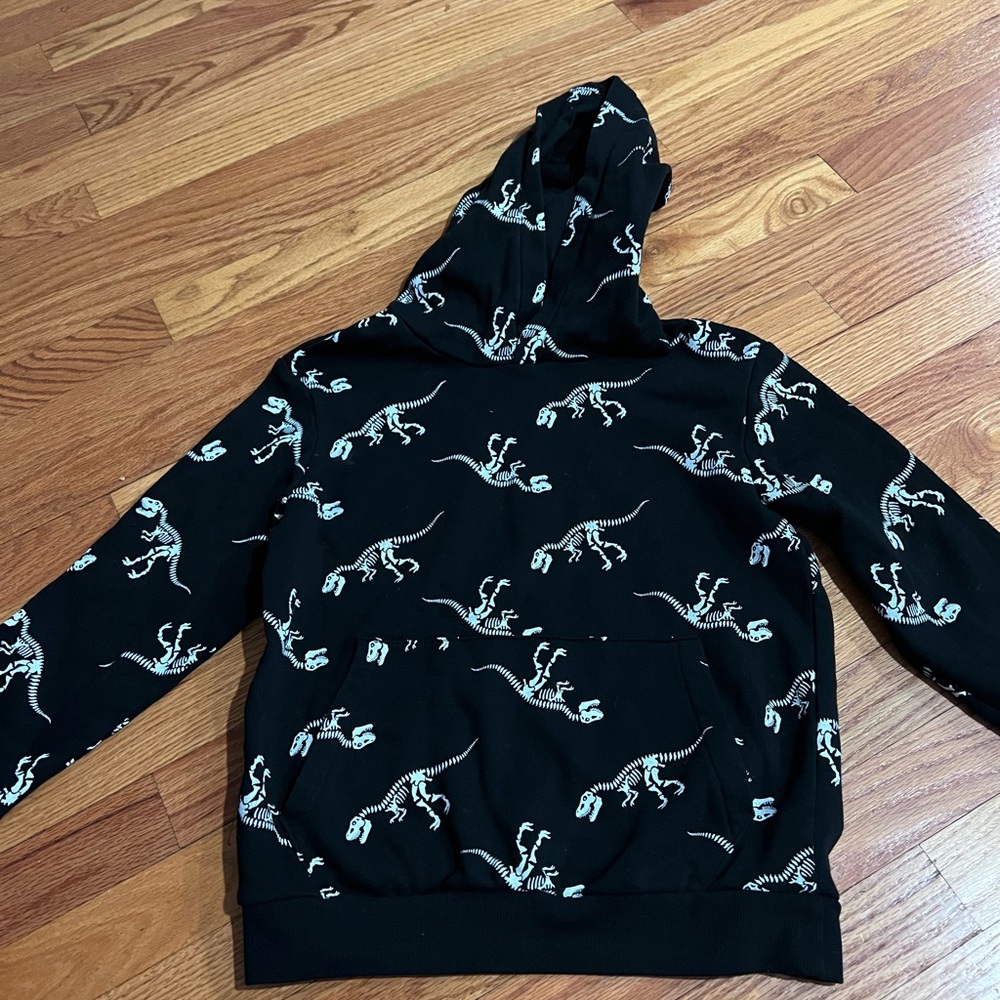 Black Dinosaur Print Hoodie